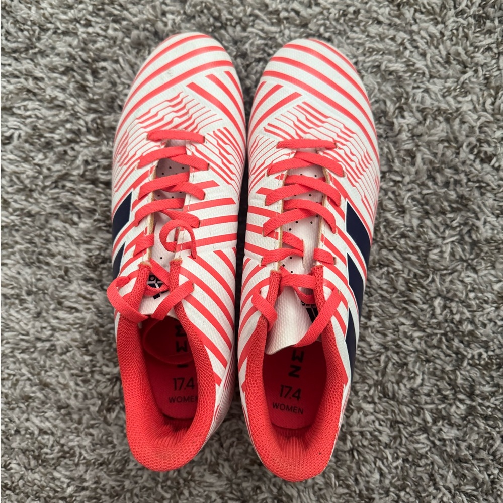 Adidas Red and White Soccer Cleats
